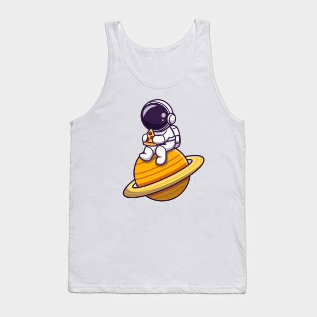 Cute Astronaut Eating Pizza On The Planet Tank Top by Catalyst Labs